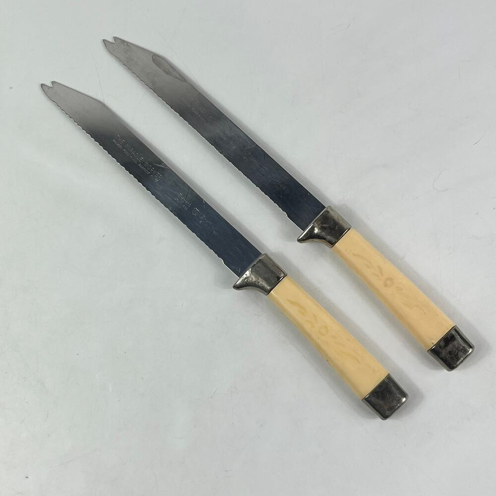 Vintage Regent Sheffield Miracle Worker Frozen Food Knives Serrated England x2